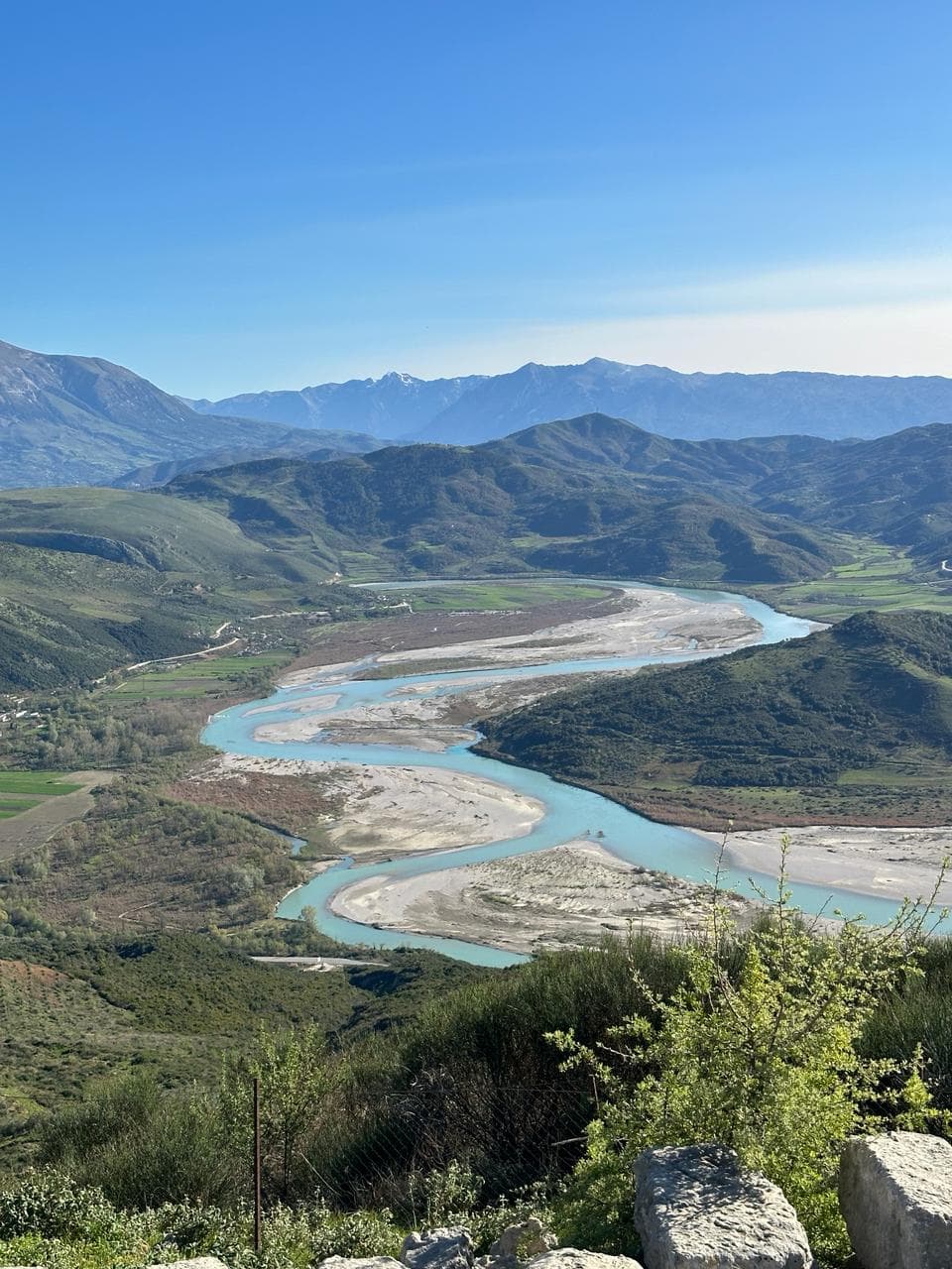 The Vjosa river valley on a private road journey through Albania